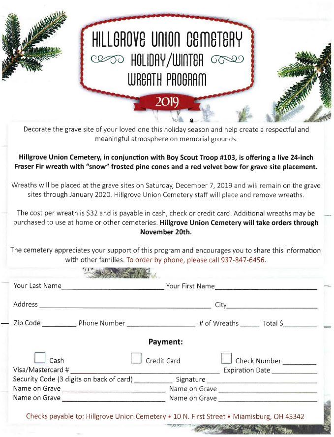 wreath  sales form 2019
